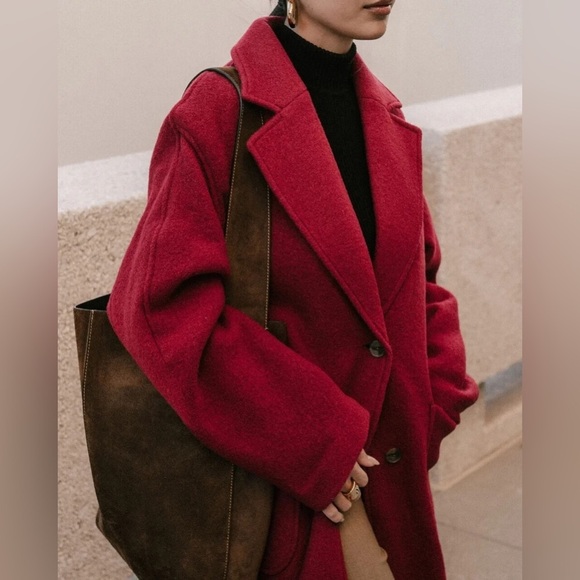 FINAL MARKDOWN! Banana Republic Red Martina Wool Bouclé Coat - Multiple Sizes🔹 - Picture 2 of 16